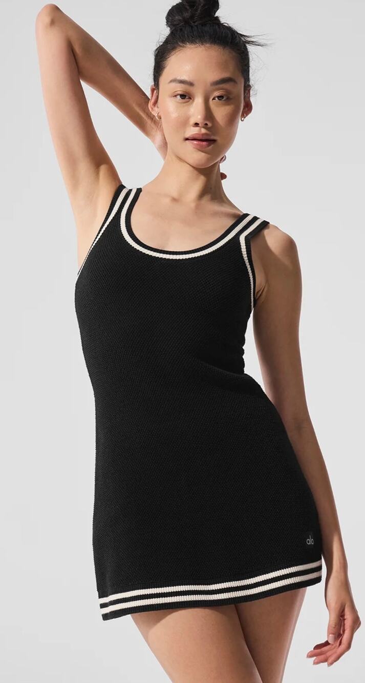 Alo Tennis Club Sweater Knit Dress in Black Size S.